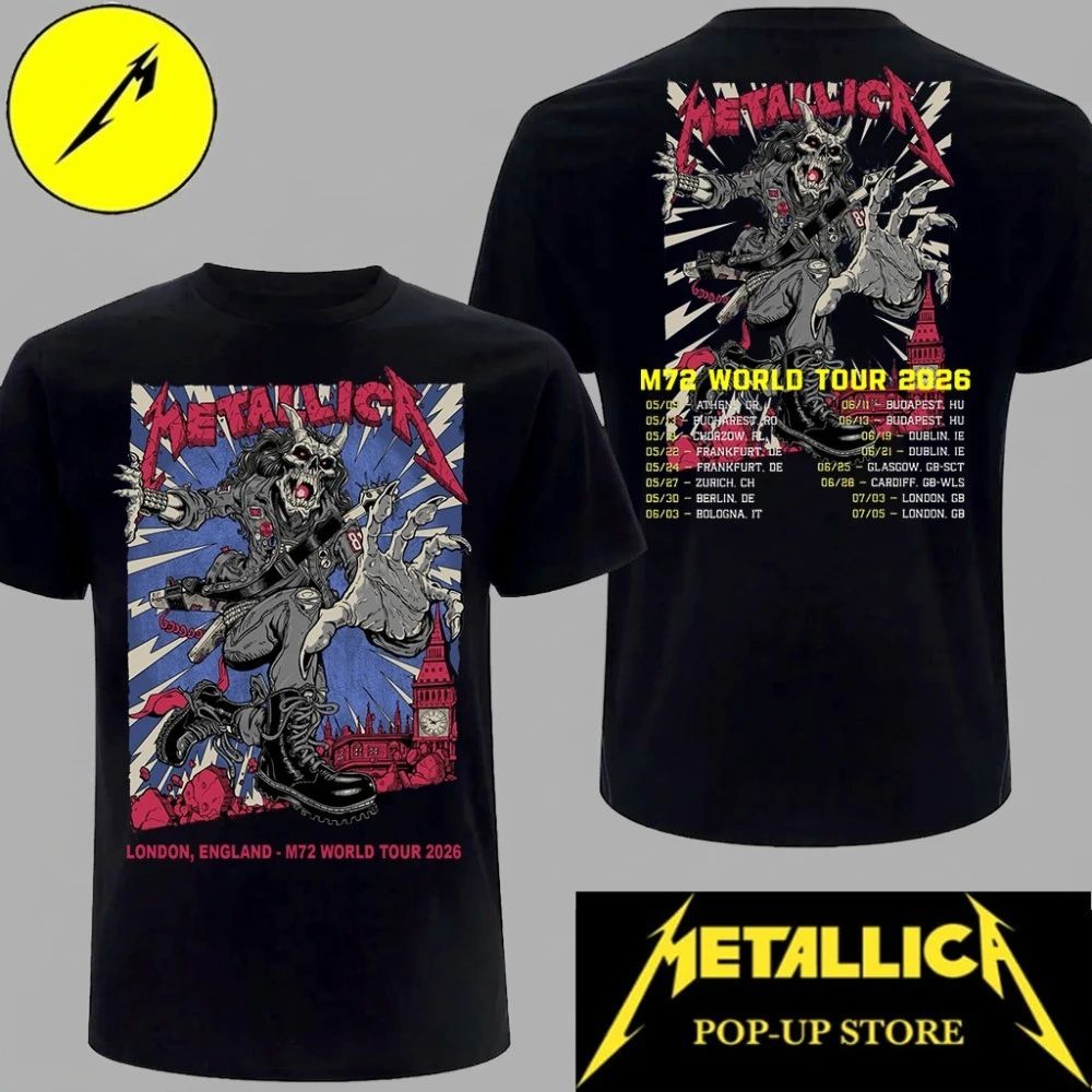 Metallica London England July 2026 Graphic Shirt – Exclusive M72 Tour Design