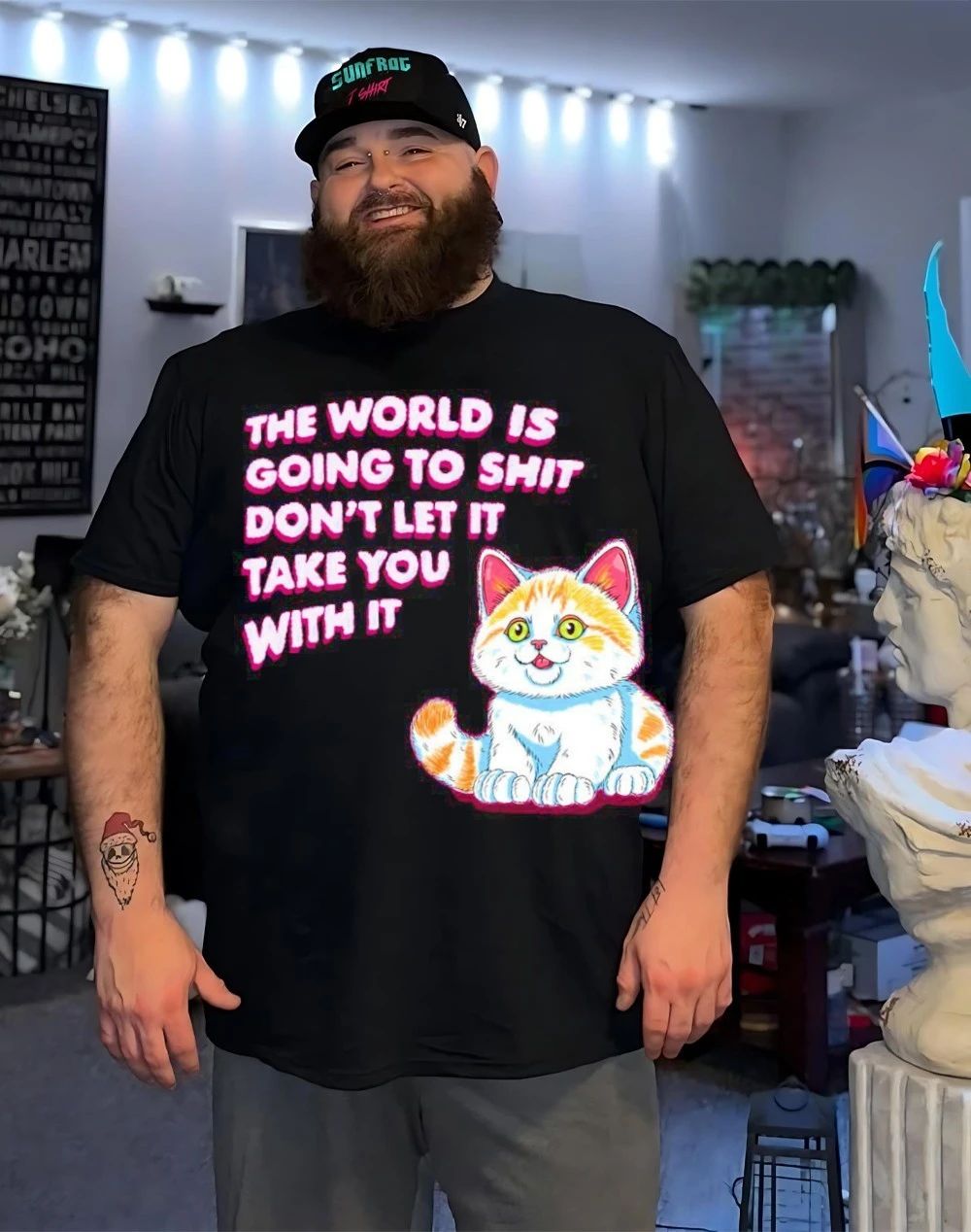 Cat the world is going to shit don’t let it take you with it shirt