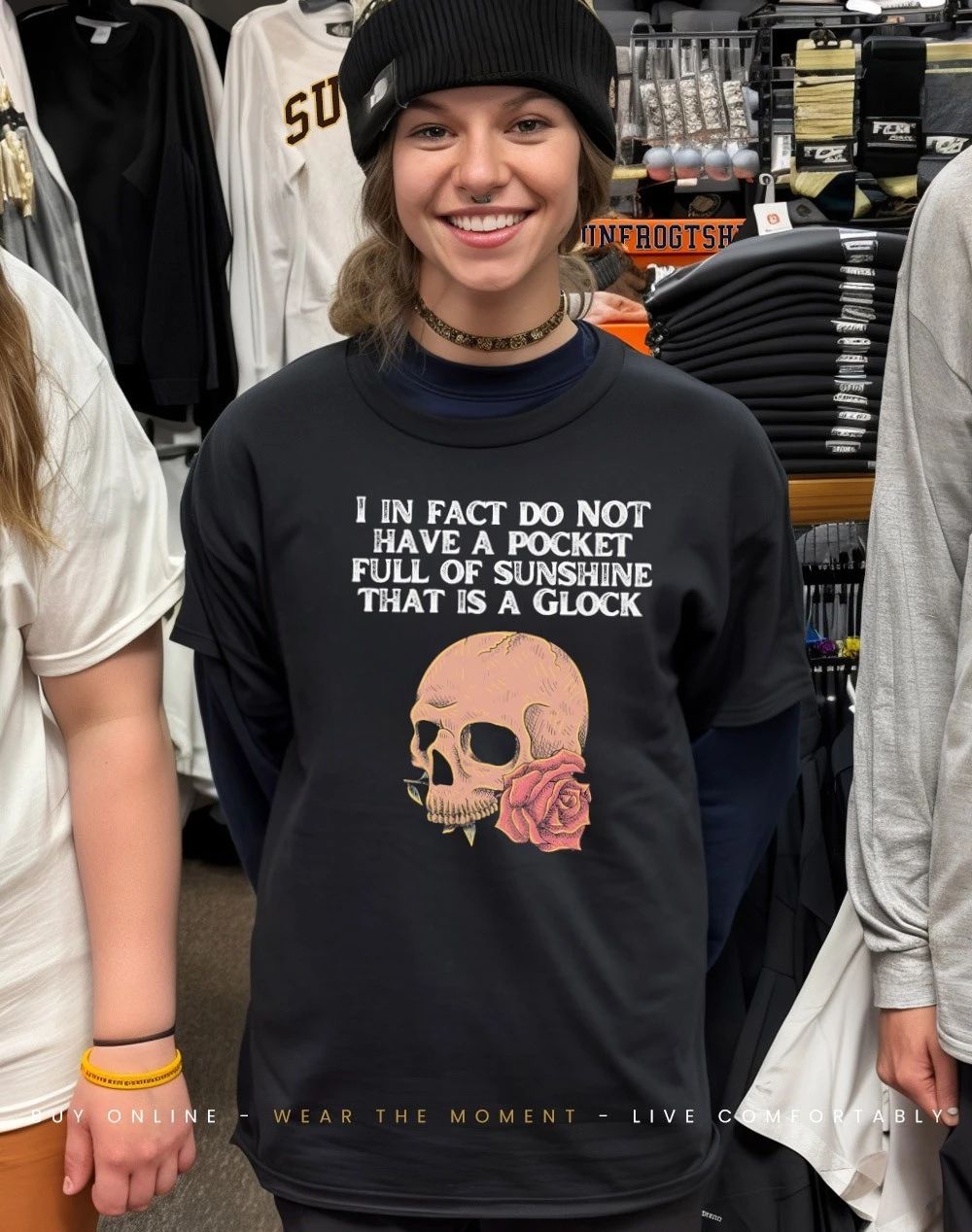 Skull and Rose I in fact do not have a pocket full of sunshine shirt
