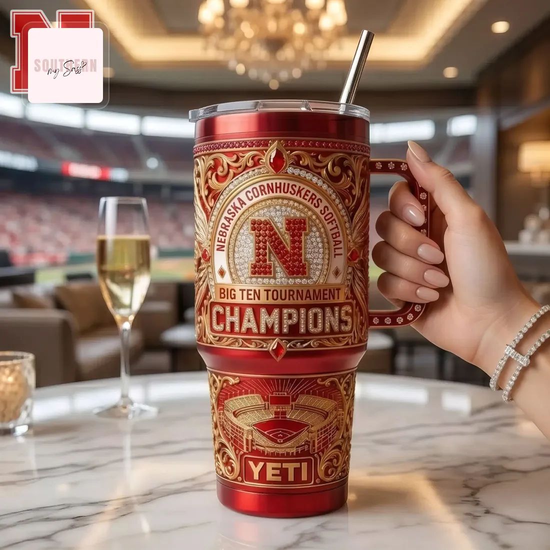 Nebraska Cornhuskers Softball Big Ten Champions Commemorative YETI Handled Tumbler