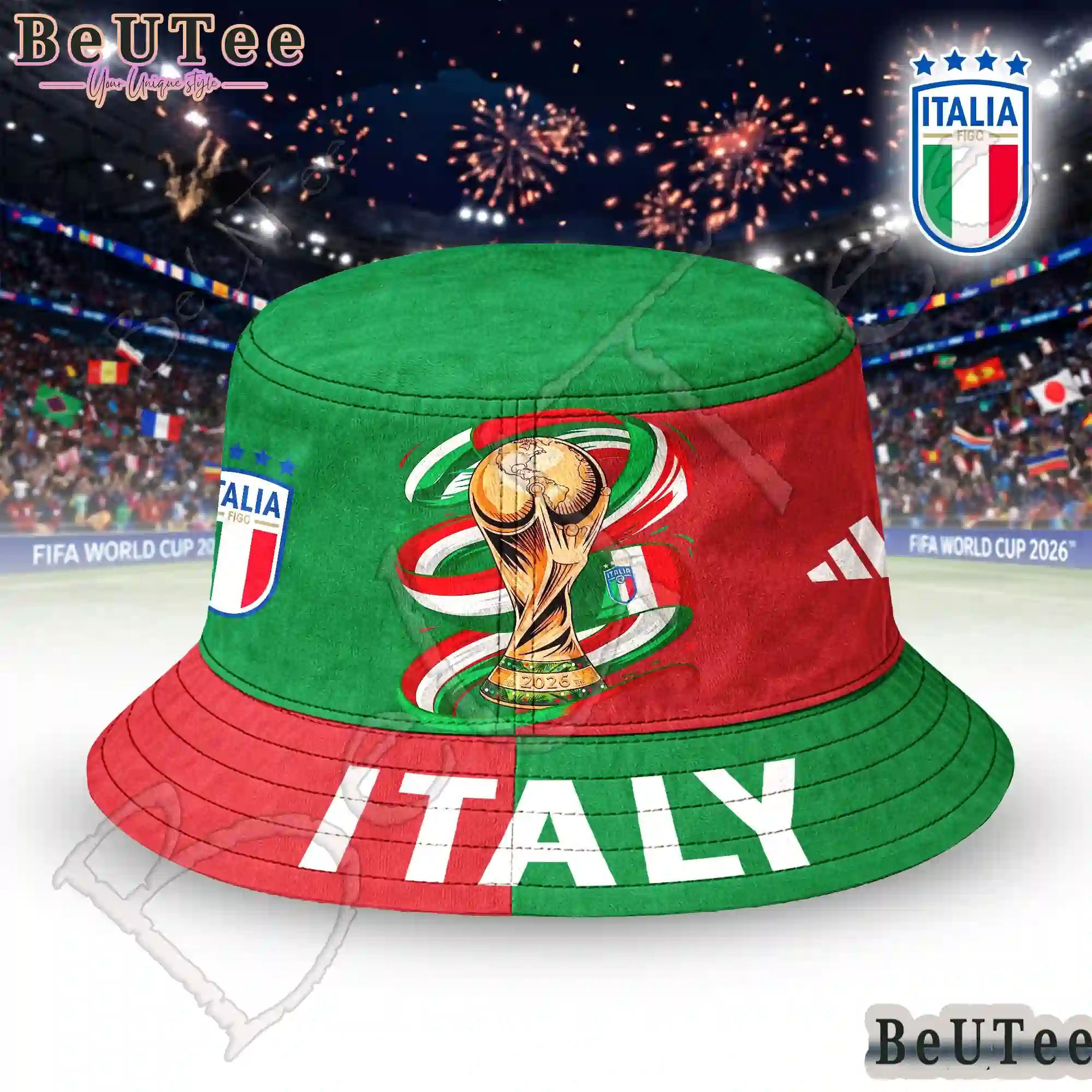 Italy Premium World Cup 2026 Golden Trophy Bucket Hat