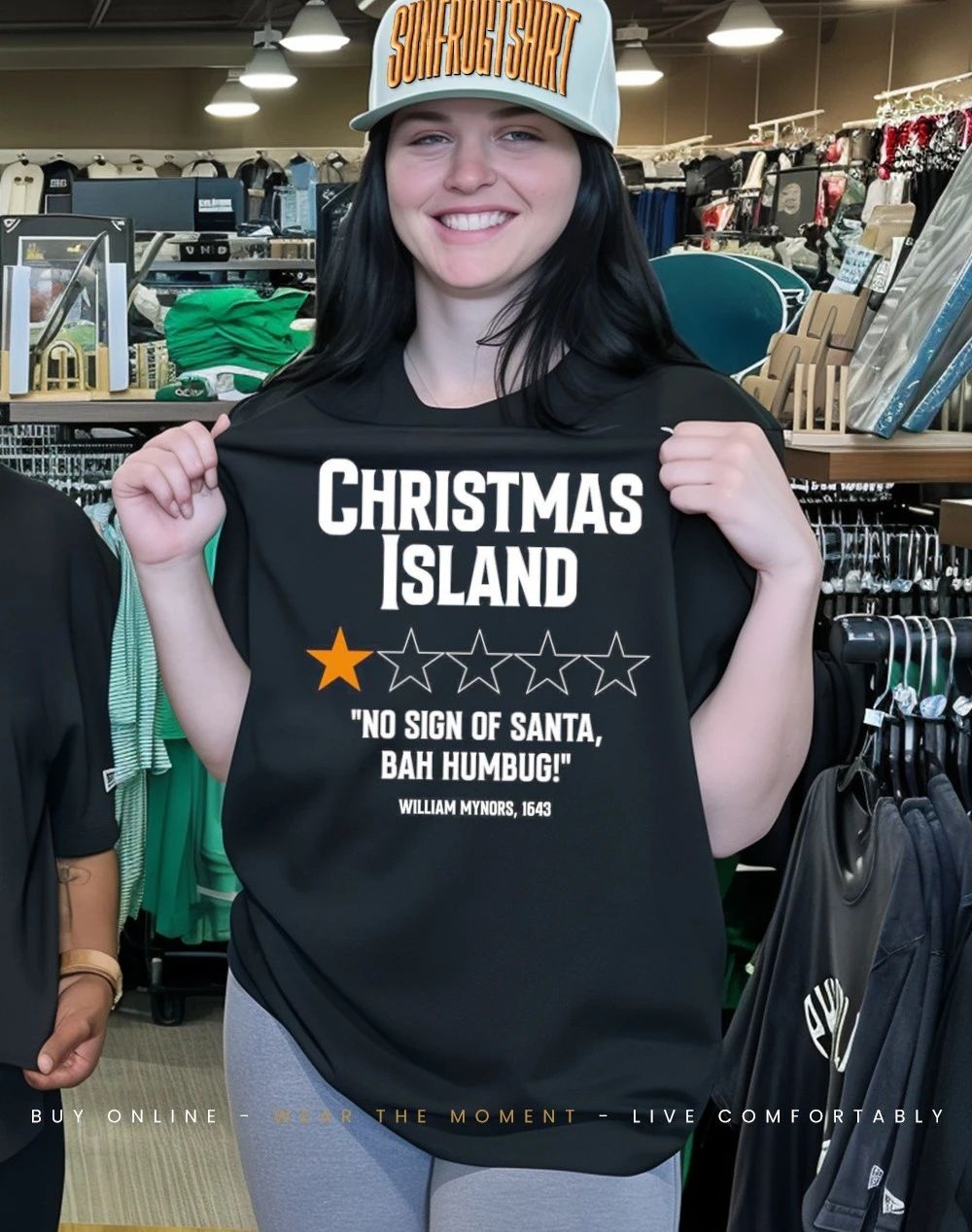 Christmas Island 1 star rate no sign of Santa bah humbug shirt