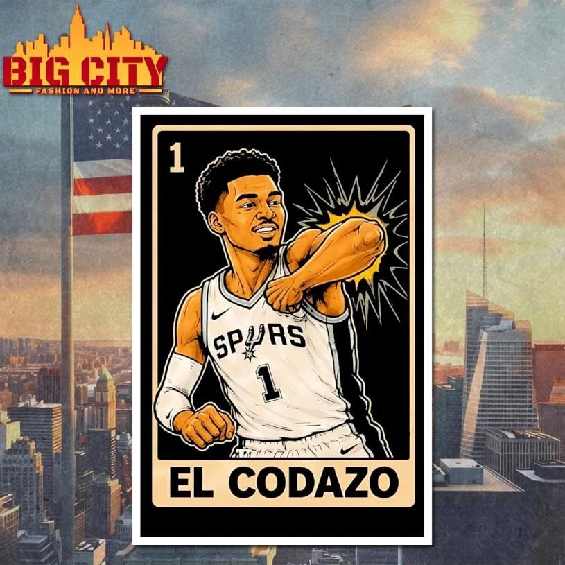 Victor Wembanyama San Antonio Spurs Retro Trading Card El Codazo Shirt