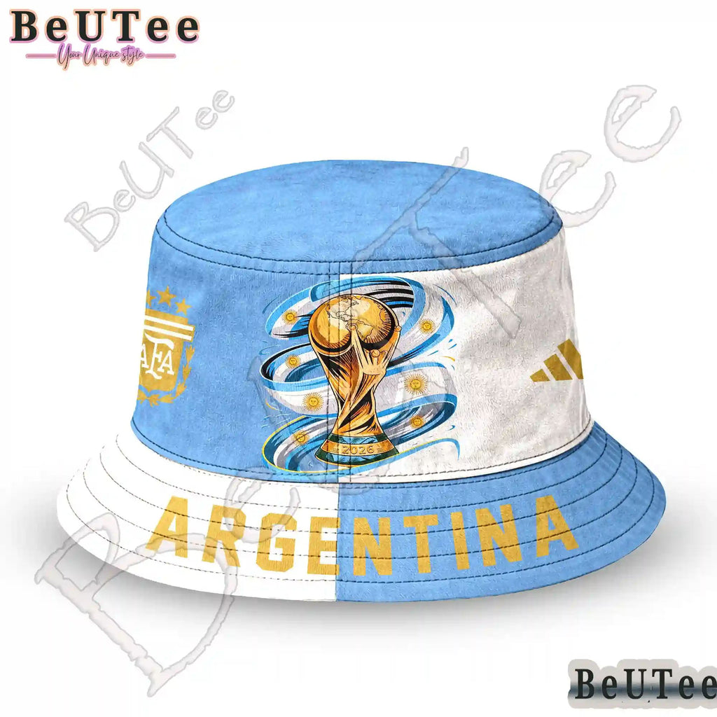 Argentina Premium World Cup 2026 Golden Trophy Bucket Hat