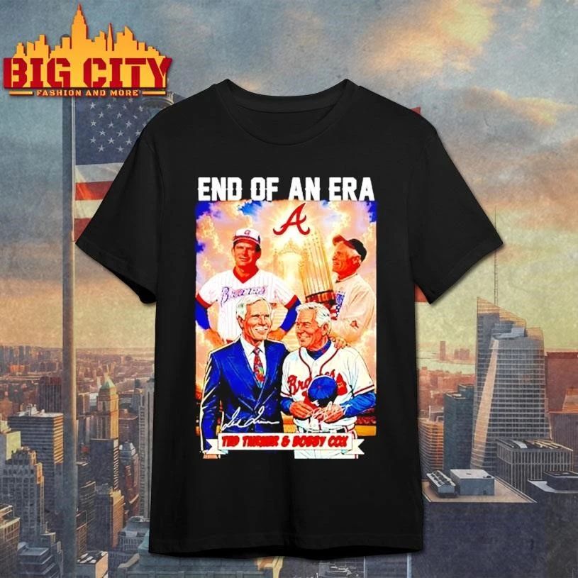 Ted Turner and Bobby Cox end of an era signatures shirt
