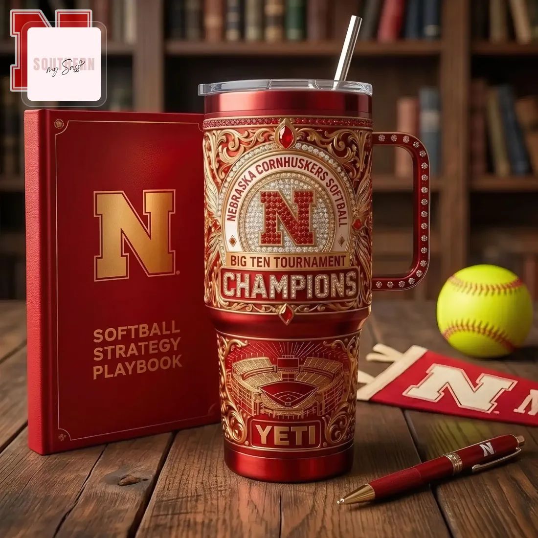 Nebraska Cornhuskers Softball Big Ten Champions Commemorative YETI Handled Tumbler