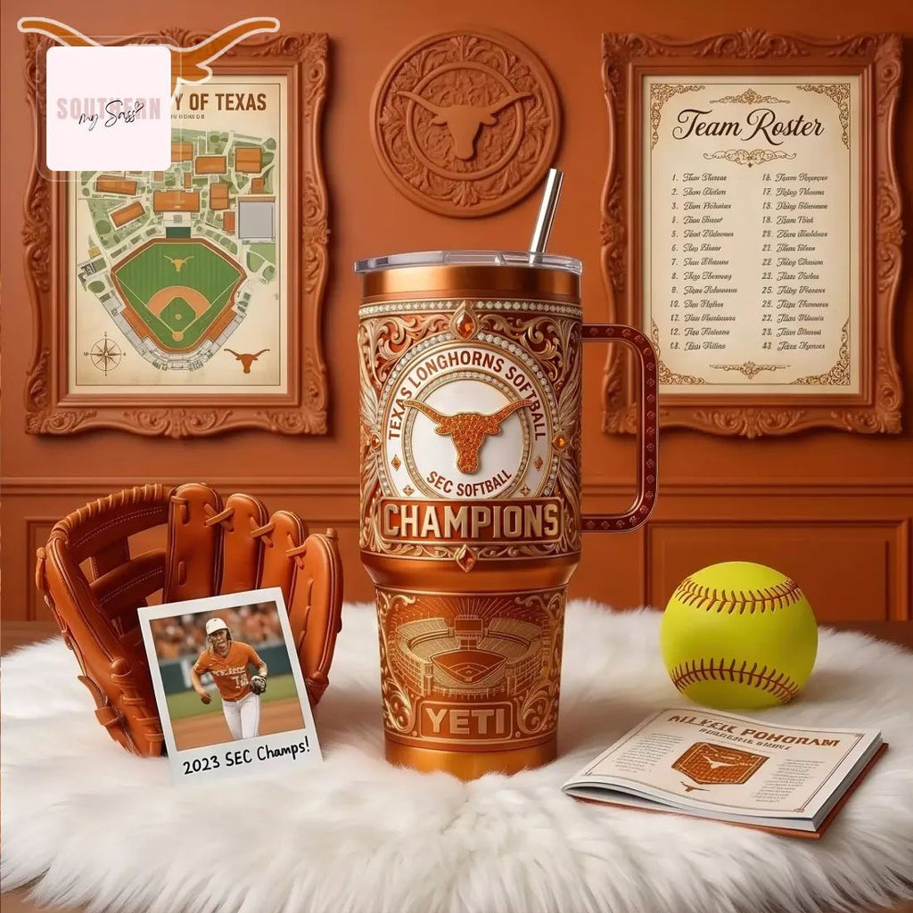 Texas Longhorns Softball SEC Champions Luxury Engraved Handled Tumbler