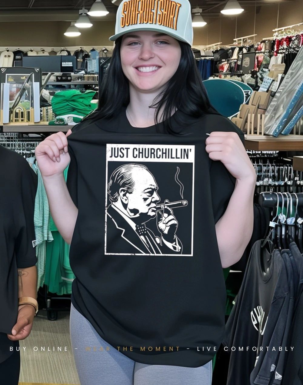 Winston Churchill smoking just Churchillin’ shirt