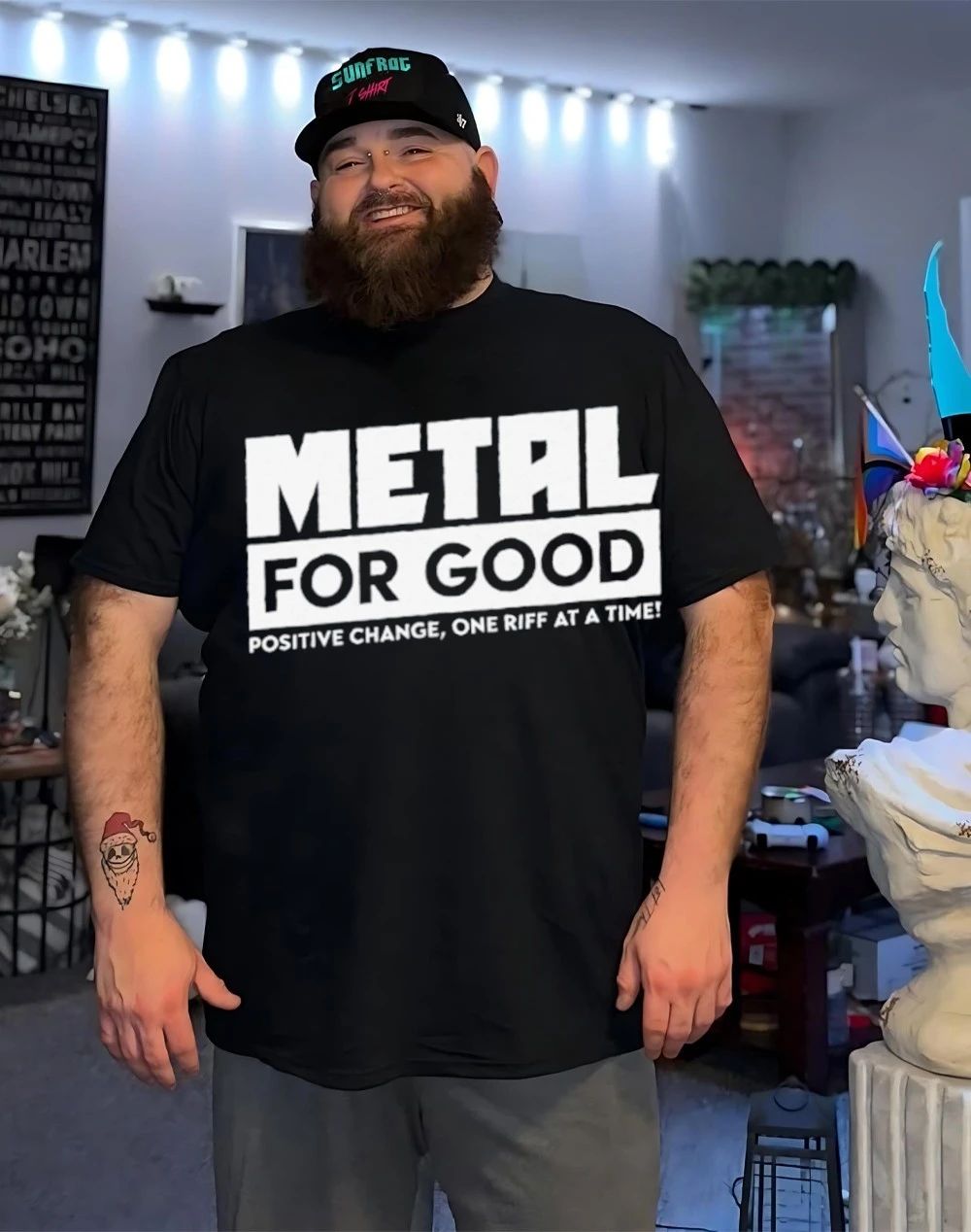 Metal for good positive change one riff at a time shirt
