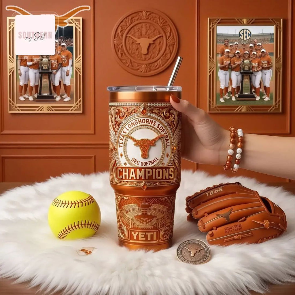 Texas Longhorns Softball SEC Champions Luxury Engraved Handled Tumbler