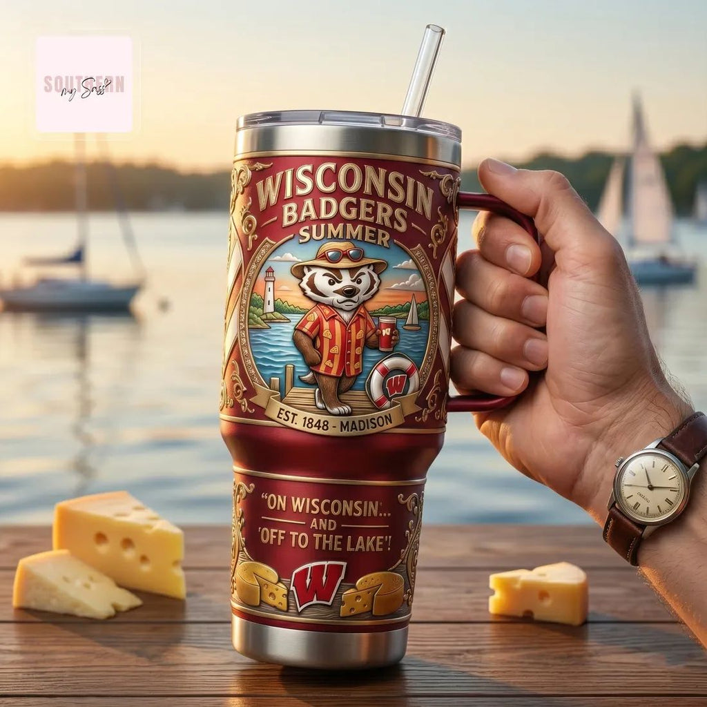 Wisconsin Badgers Summer Collector’s Edition 40oz YETI Style Tumbler with Handle