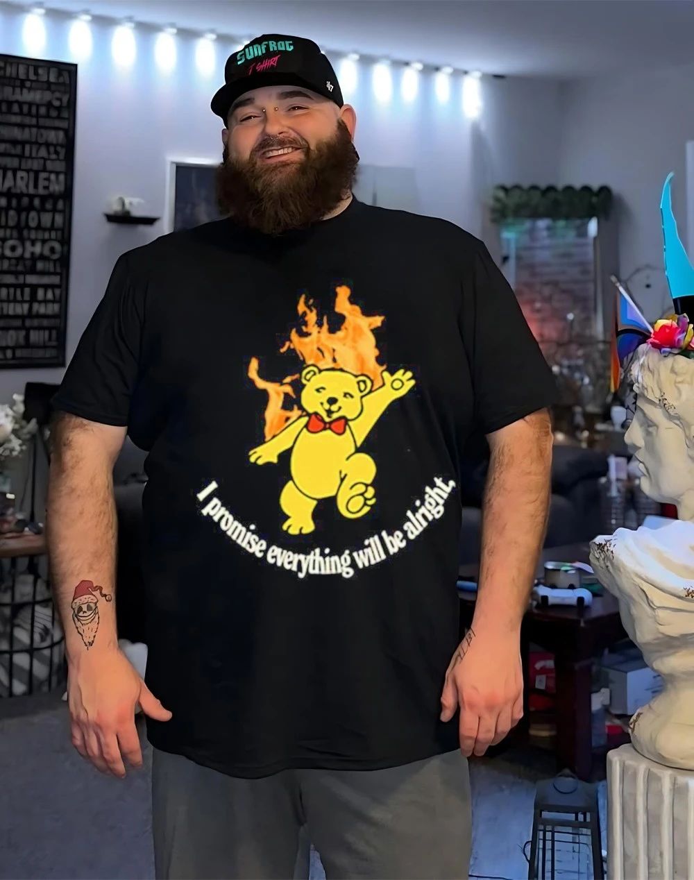 Flaming bear I promise everything will be alright shirt