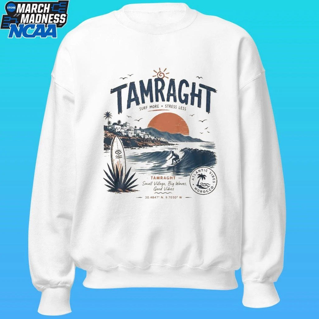 Tamraght Surf More Stress Less Small Village Big Waves Good Vibes Shirt