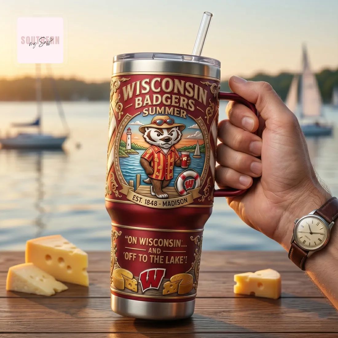 Wisconsin Badgers Summer Collector’s Edition 40oz YETI Style Tumbler with Handle