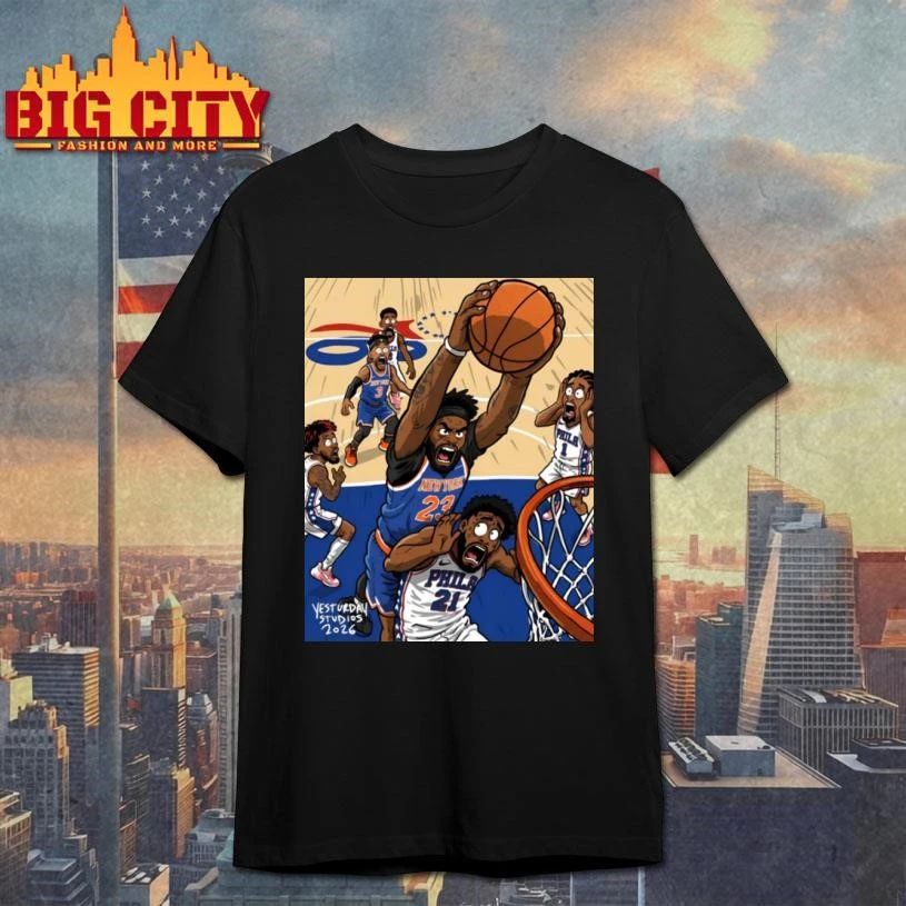 Mitchell Robinson Poster Dunk Joel Embiid Knicks 2026 Shirt