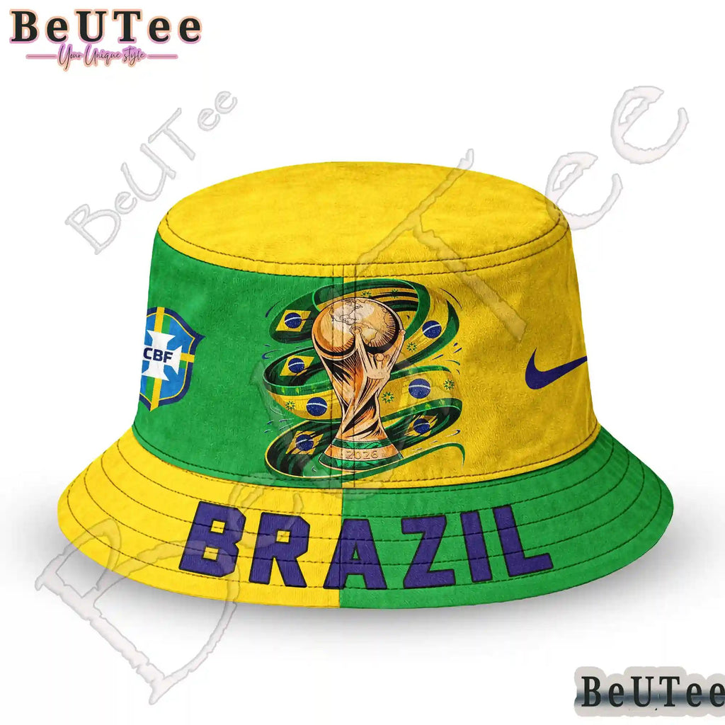 Brazil Premium World Cup 2026 Golden Trophy Bucket Hat