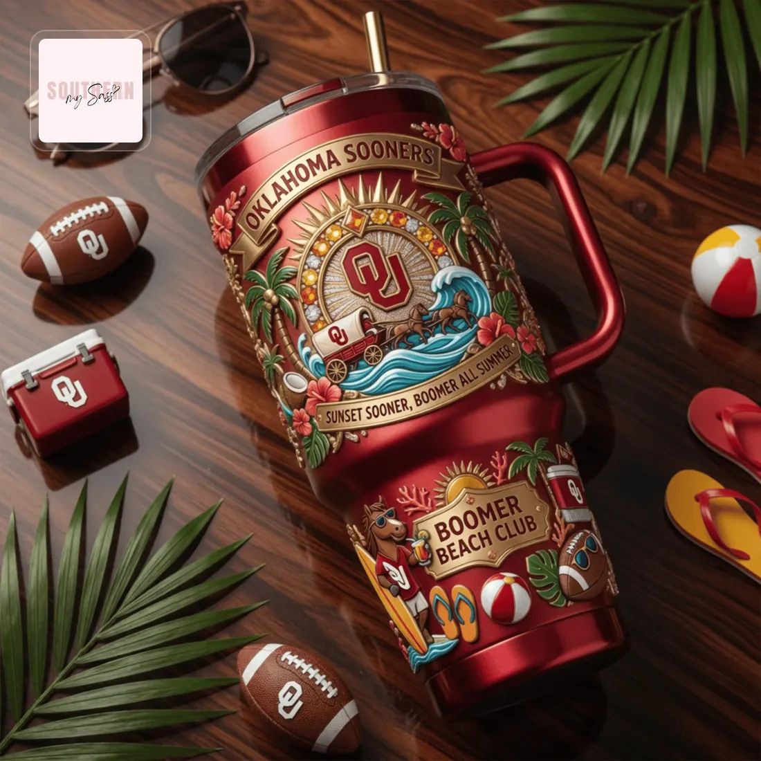 Oklahoma Sooners Boomer Beach Club Collector’s Edition 40oz Insulated Tumbler with Handle