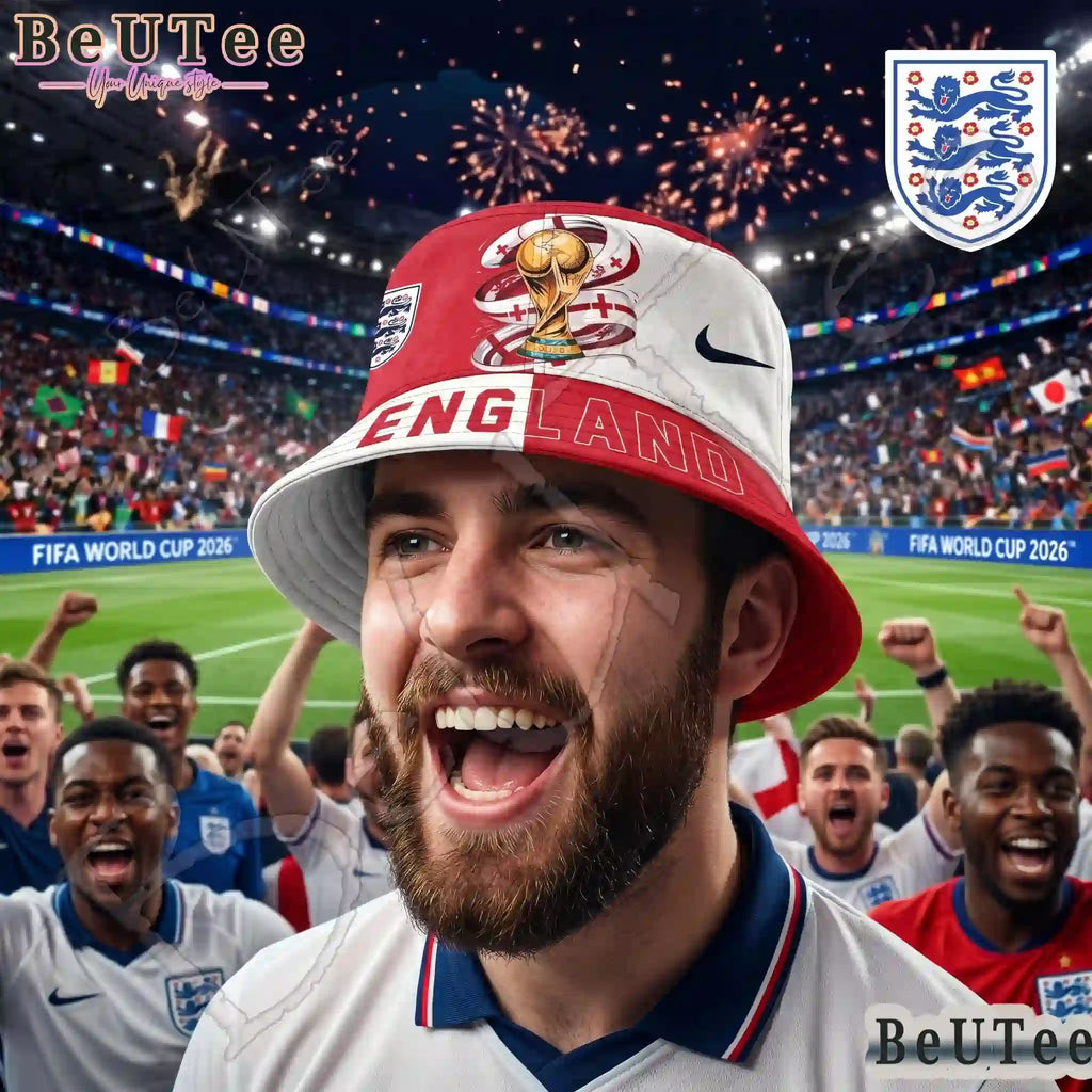 England Premium World Cup 2026 Golden Trophy Bucket Hat