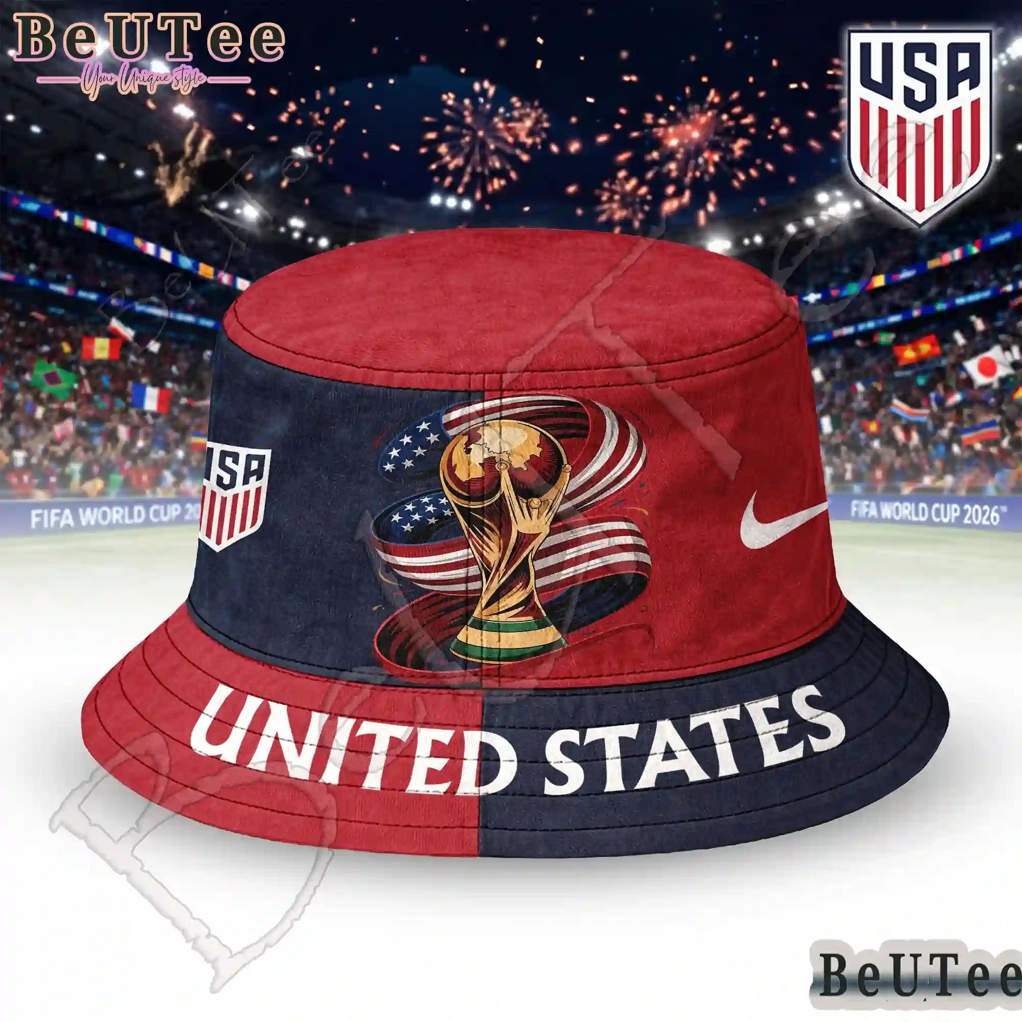 United States Premium World Cup 2026 Golden Trophy Bucket Hat