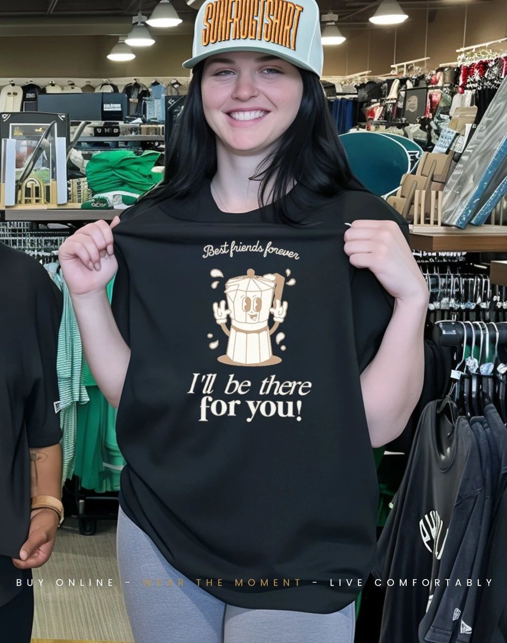 Cartoon coffee maker BFF take it easy I’ll be there for you shirt