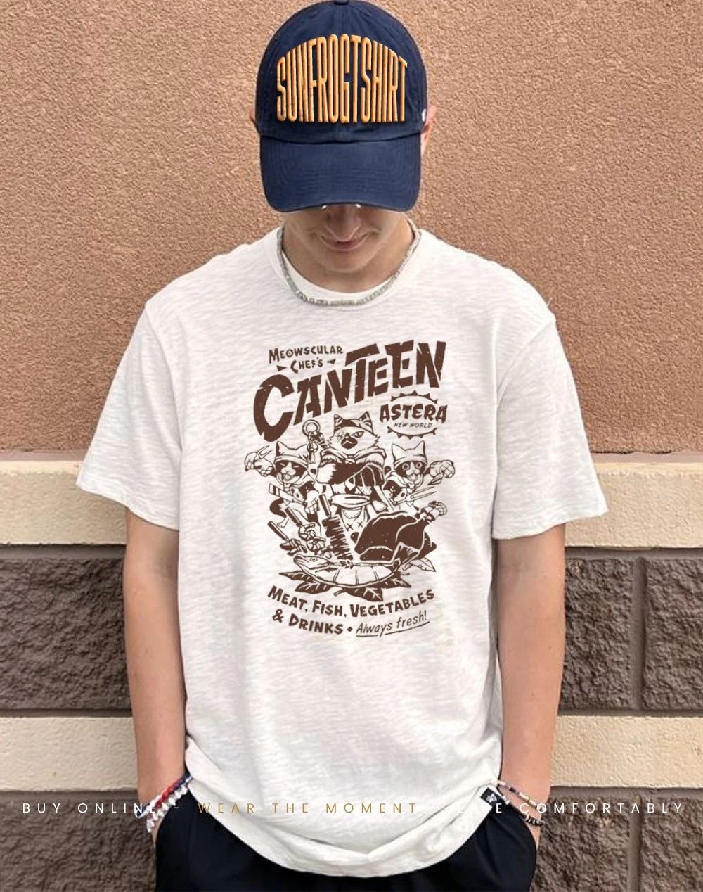 Meowscular Chef’s Canteen Astera new world meat fish vegetables shirt