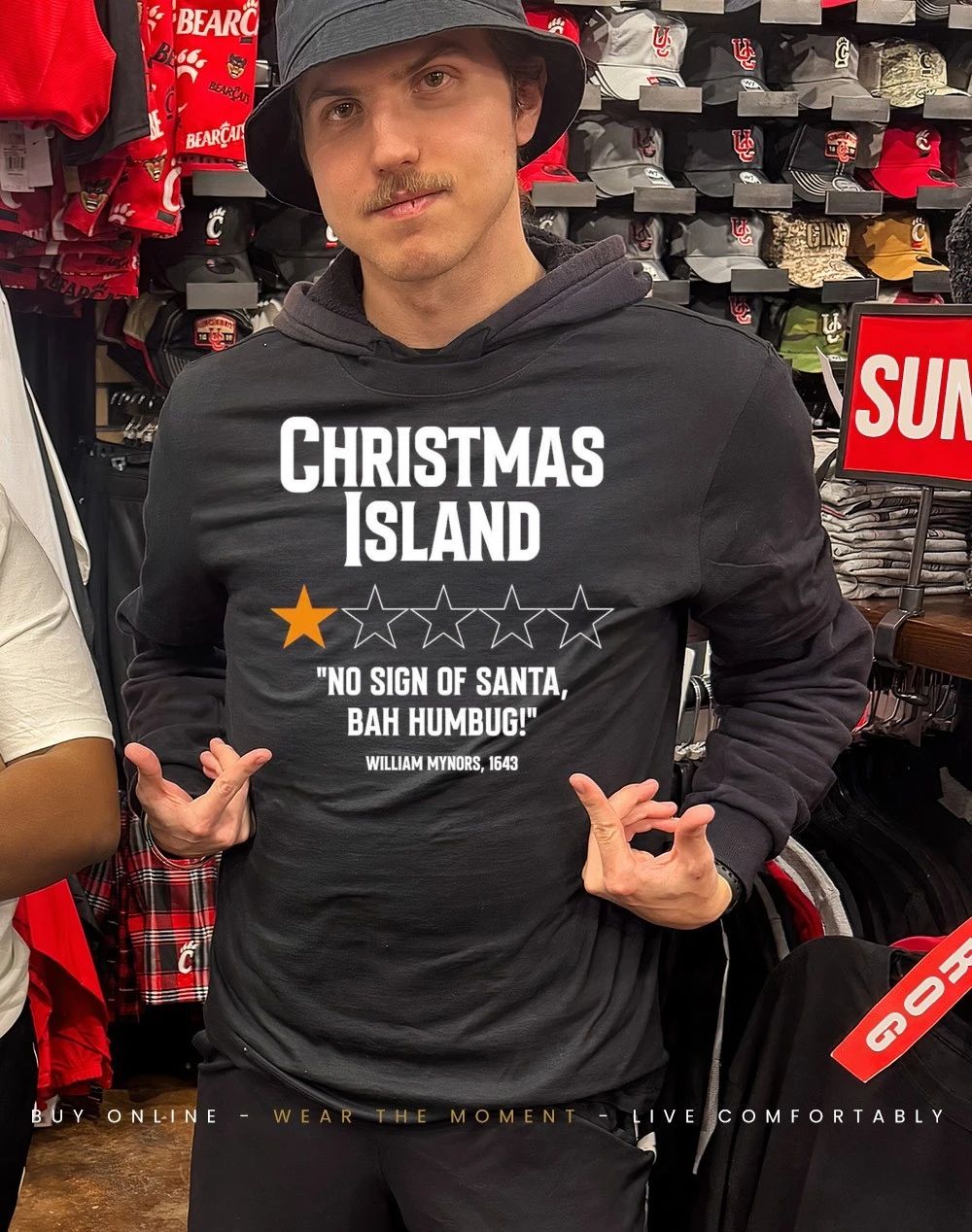 Christmas Island 1 star rate no sign of Santa bah humbug shirt