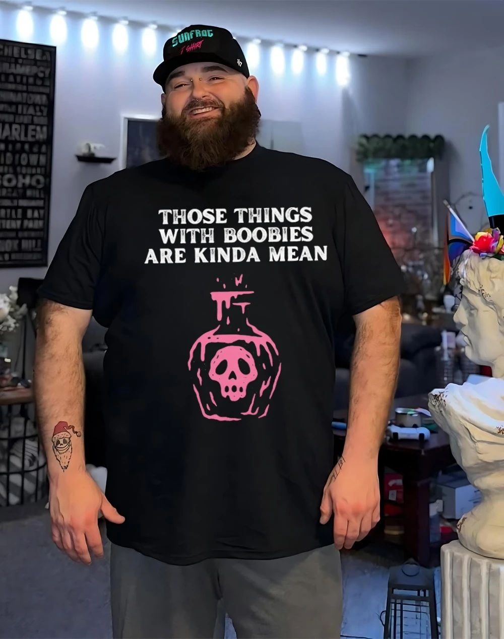 Pink Potion Skull those things with boobies are kinda mean shirt