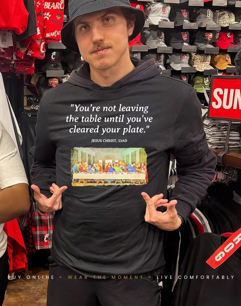 Jesus Last Supper you’re not leaving the table until you’ve cleared your plate shirt
