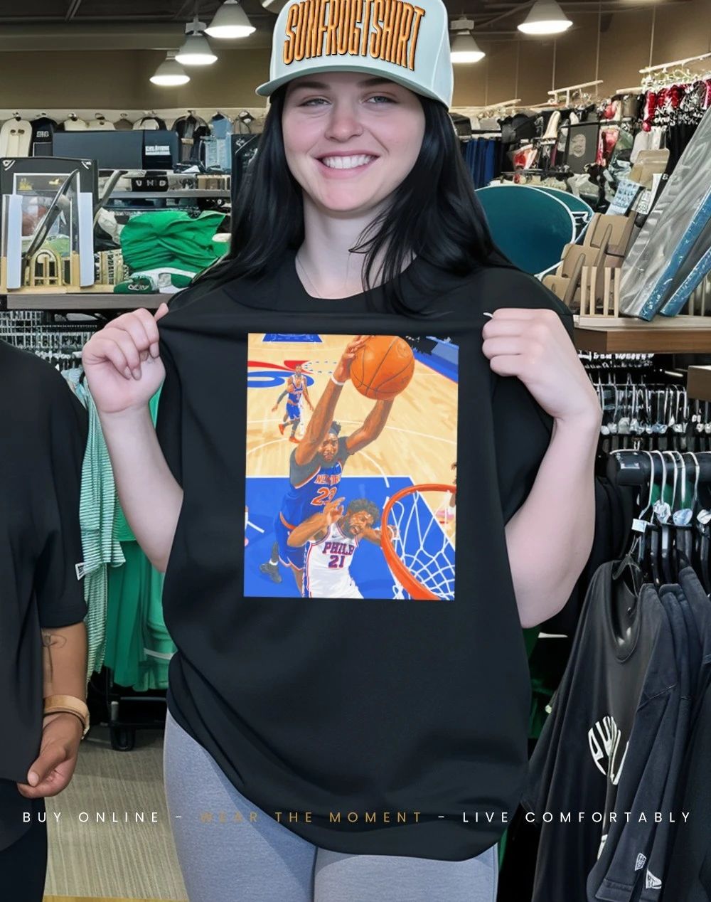 Mitchell Robinson alley-oop dunk Joel Embiid shirt
