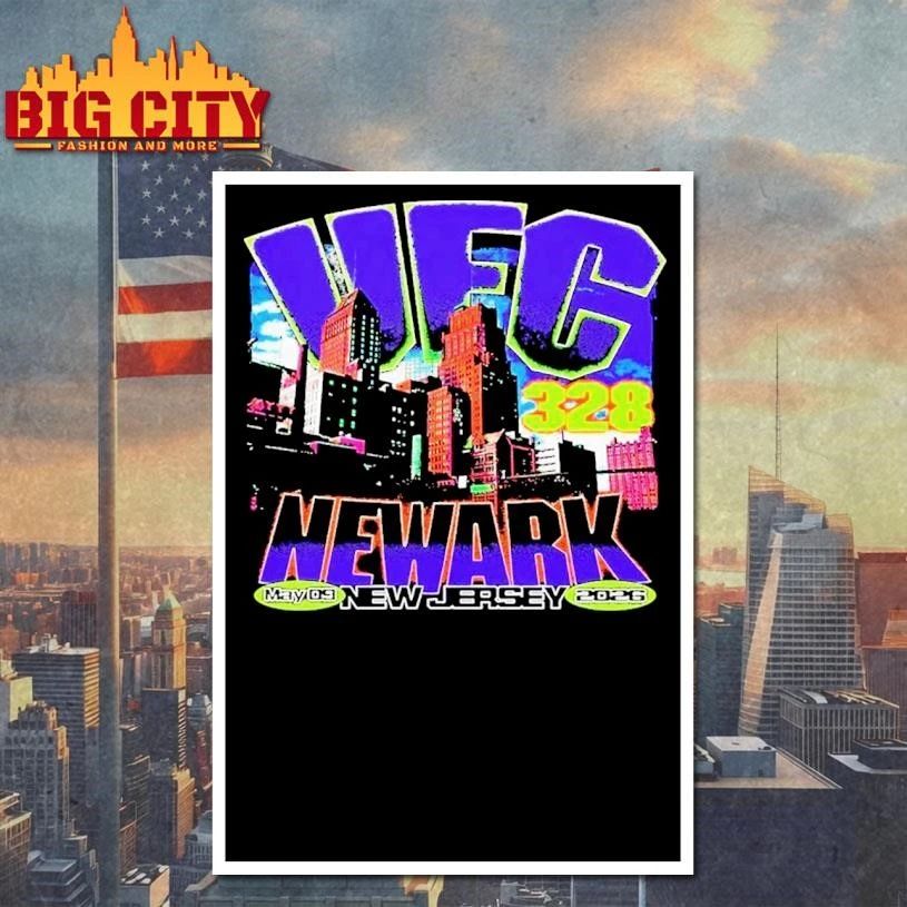 UFC 328 Newark New Jersey May 9 2026 Neon Skyline Shirt