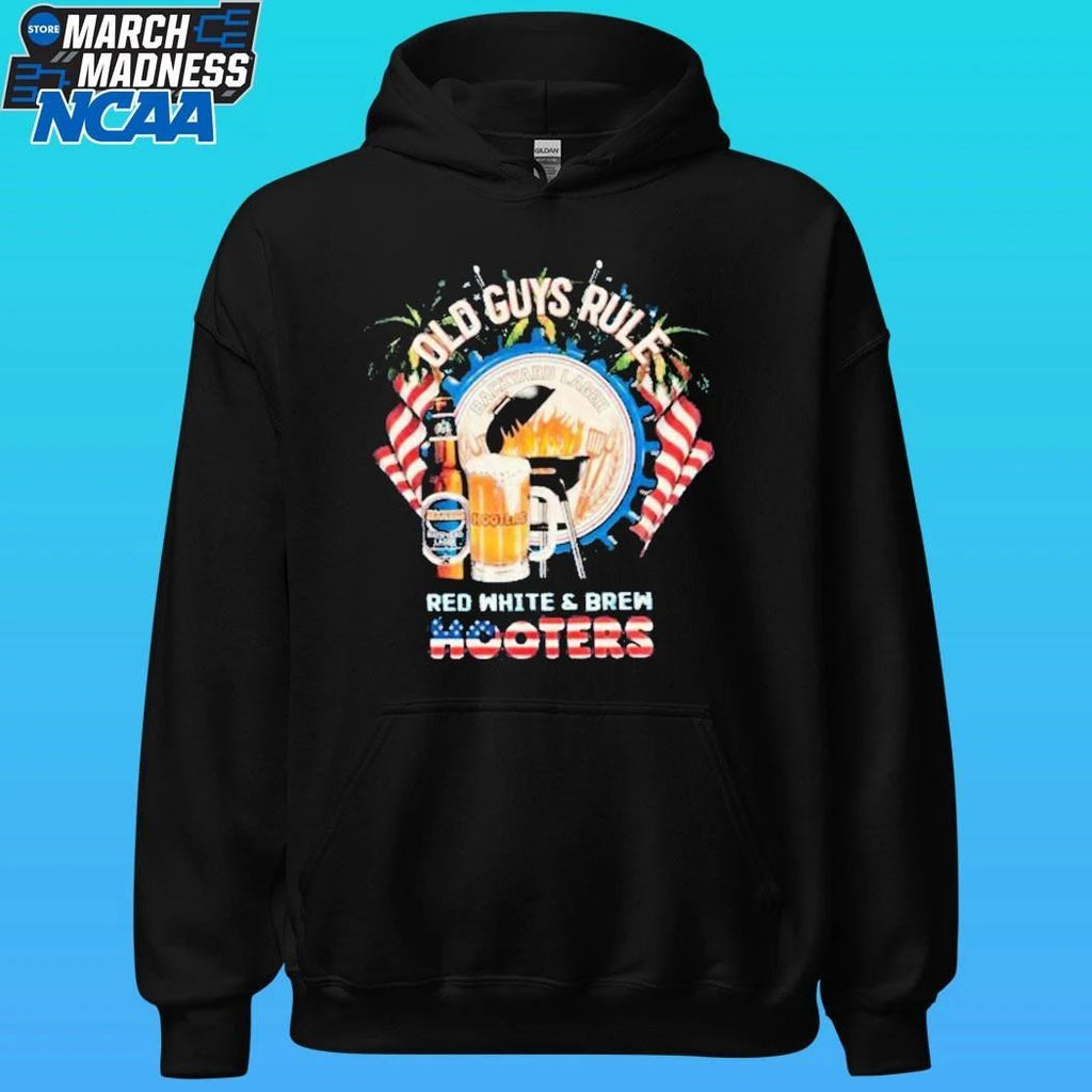 Hooters Old Guys Rule Red White And Brew Shirt