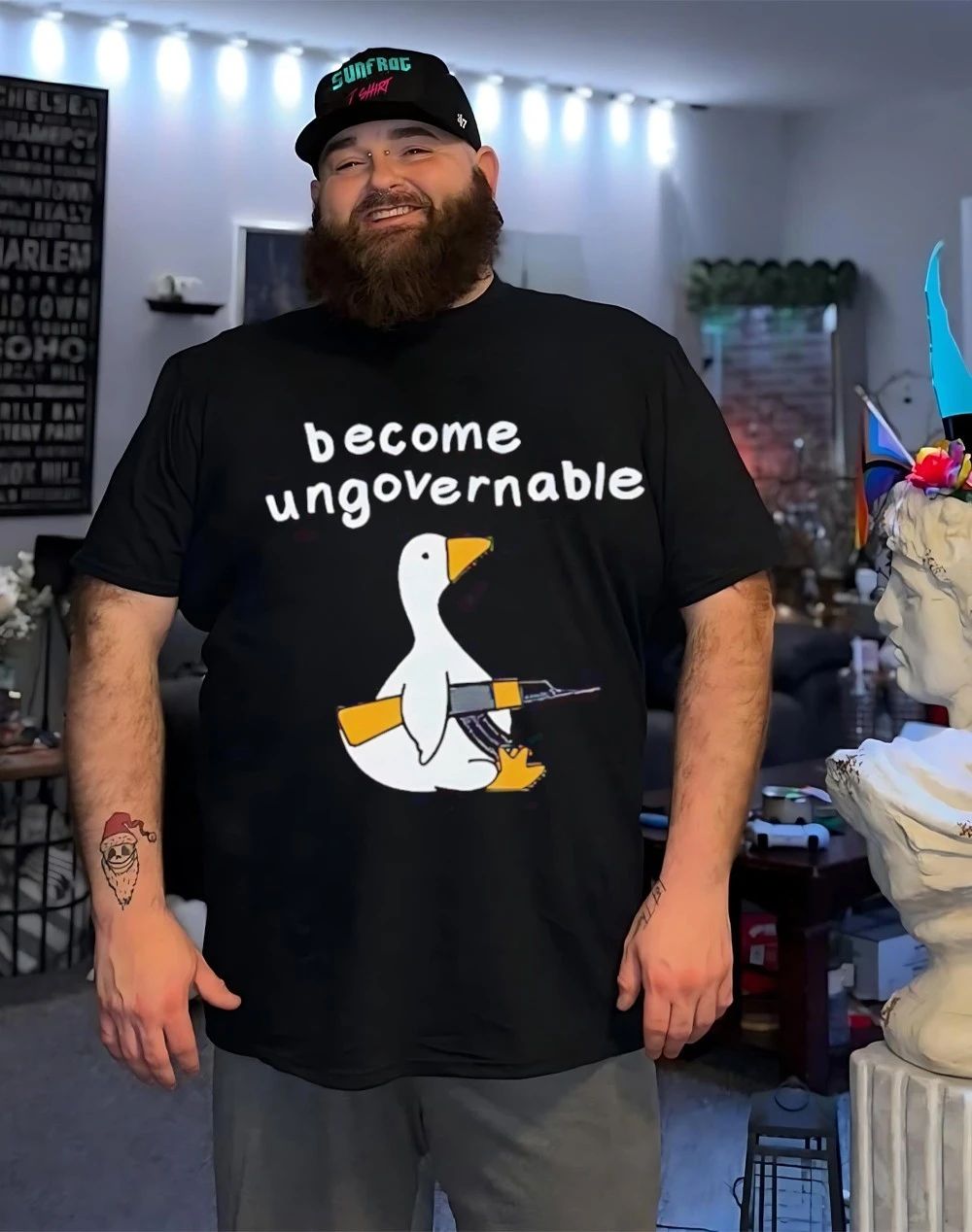 Silly goose holding AK47 become ungovernable shirt