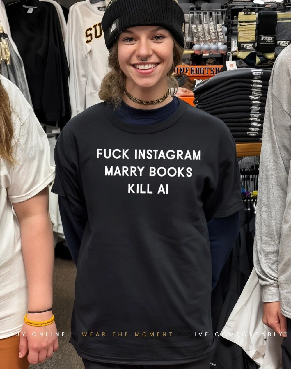 Fuck instagram marry books kill AI shirt