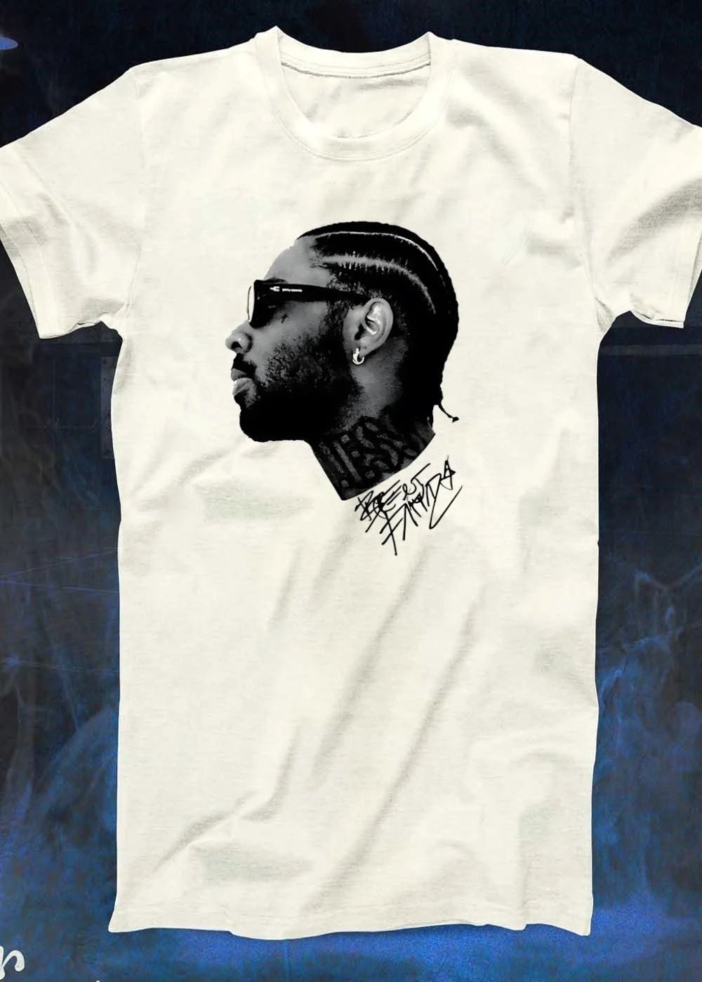 Rest In Peace Nipsey Hussle Tribute Signature Portrait T-Shirt