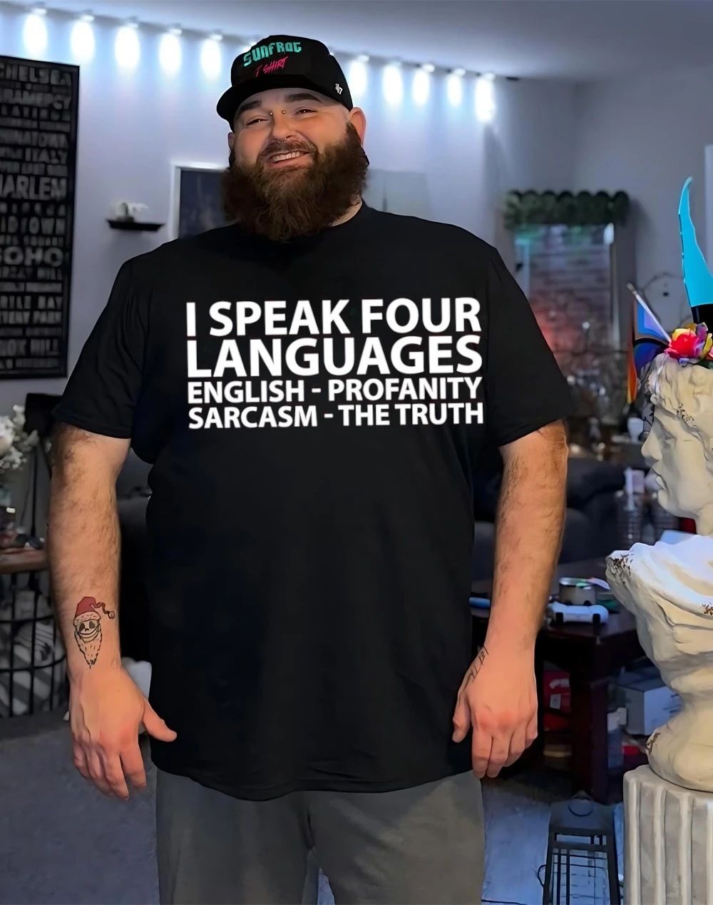 I speak four languages English profanity sarcasm the truth shirt