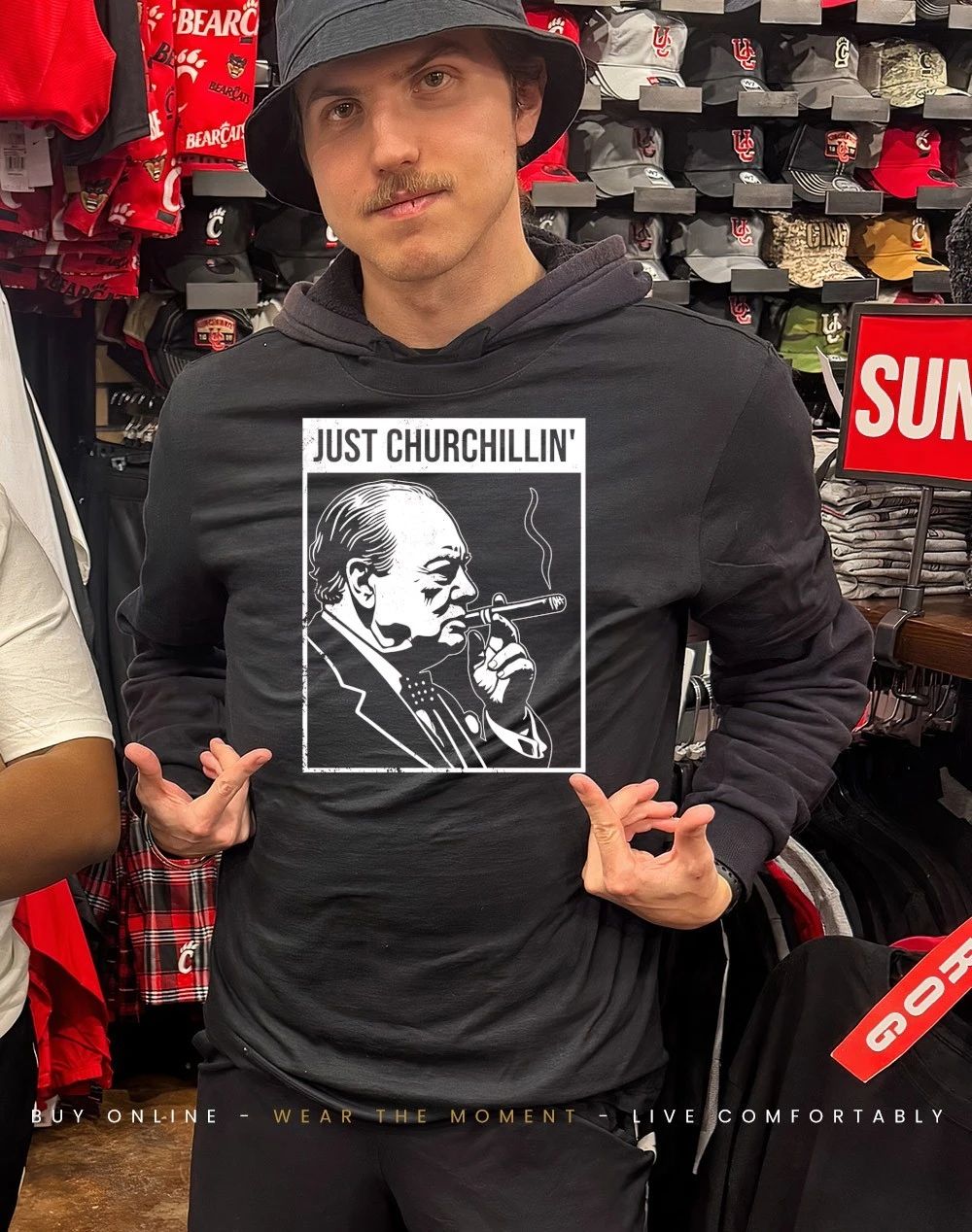 Winston Churchill smoking just Churchillin’ shirt