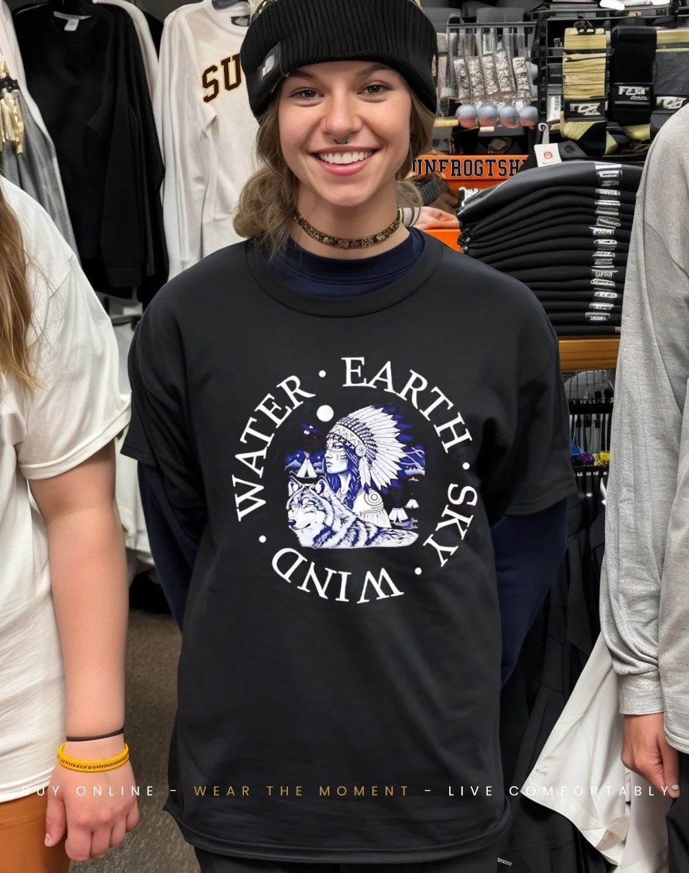 Chief and wolf water earth sky wind spirit shirt