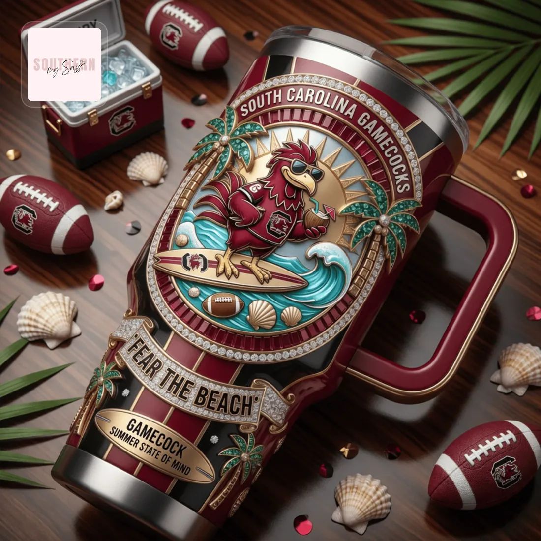 South Carolina Gamecocks 40oz Summer Tailgate Edition Premium Insulated Tumbler With Handle