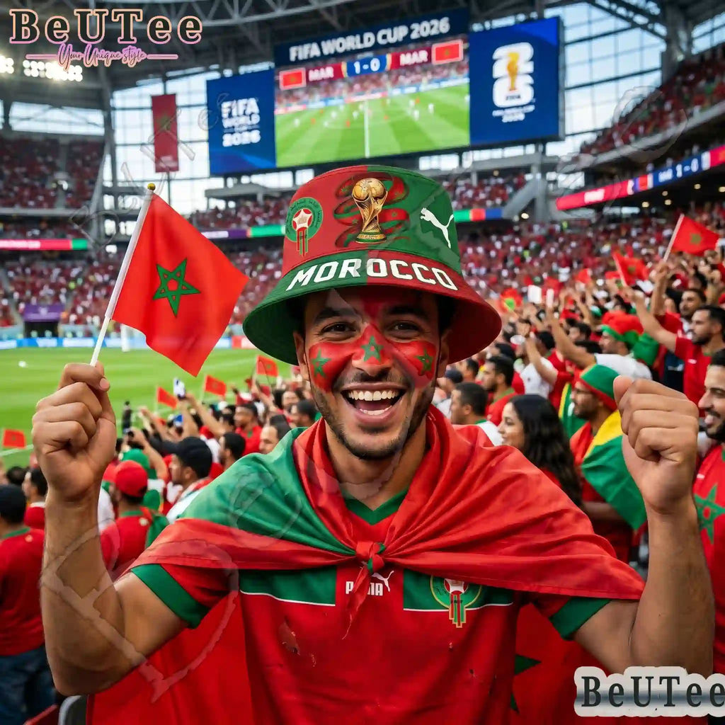 Morocco Premium World Cup 2026 Golden Trophy Bucket Hat