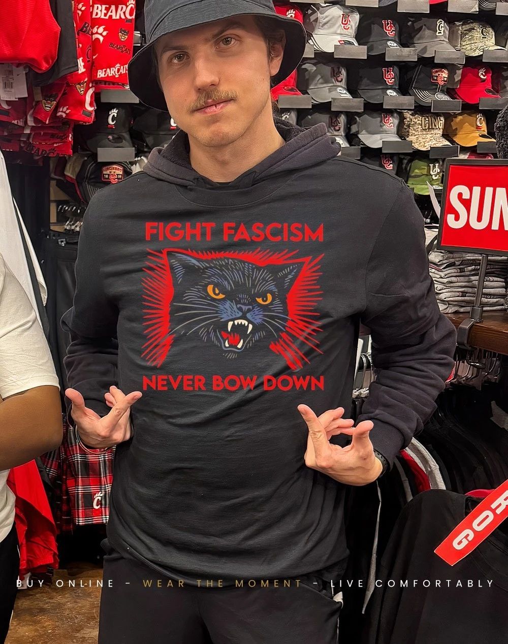 Black cat fight fuck never bow down shirt
