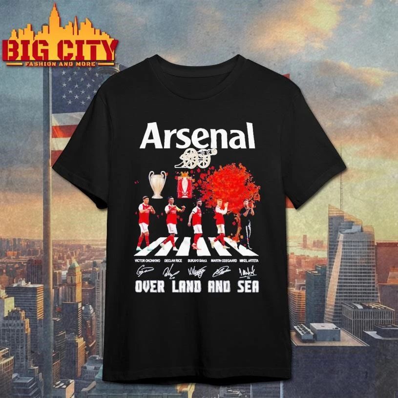 Arsenal Over Land And Sea Abbey Road Players Signatures Shirt