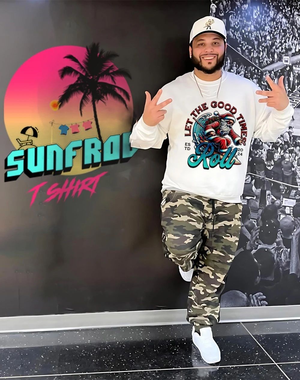 Santa surfing let the good times roll est 2024 shirt