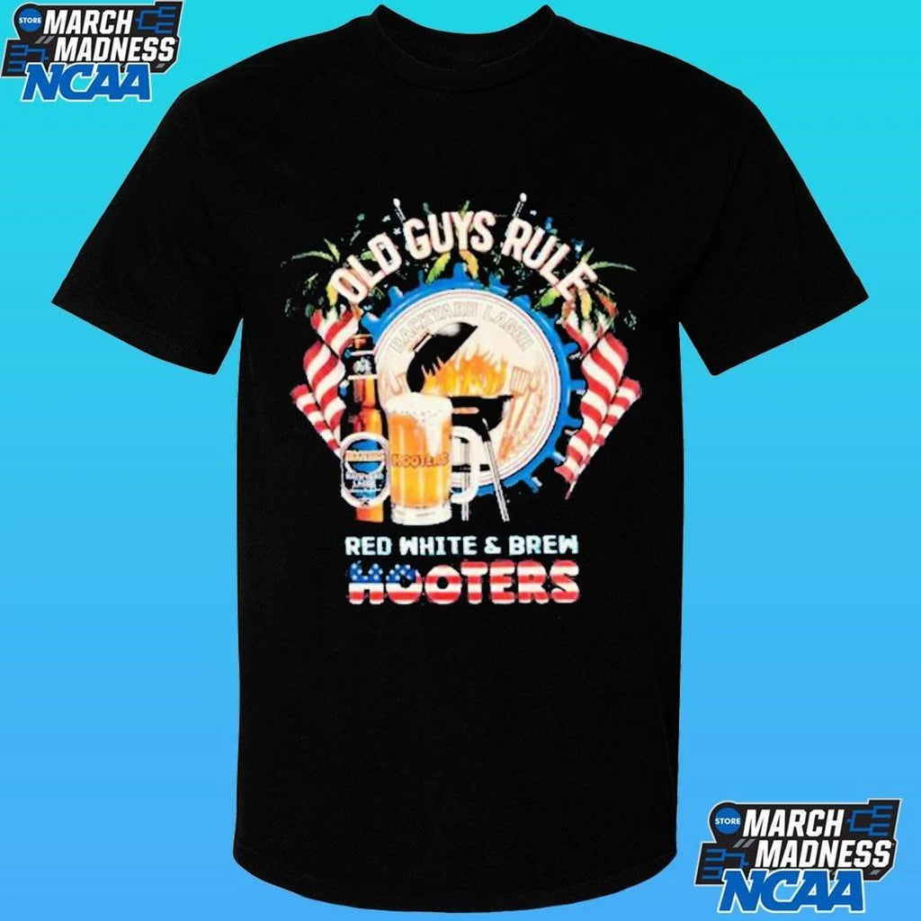 Hooters Old Guys Rule Red White And Brew Shirt
