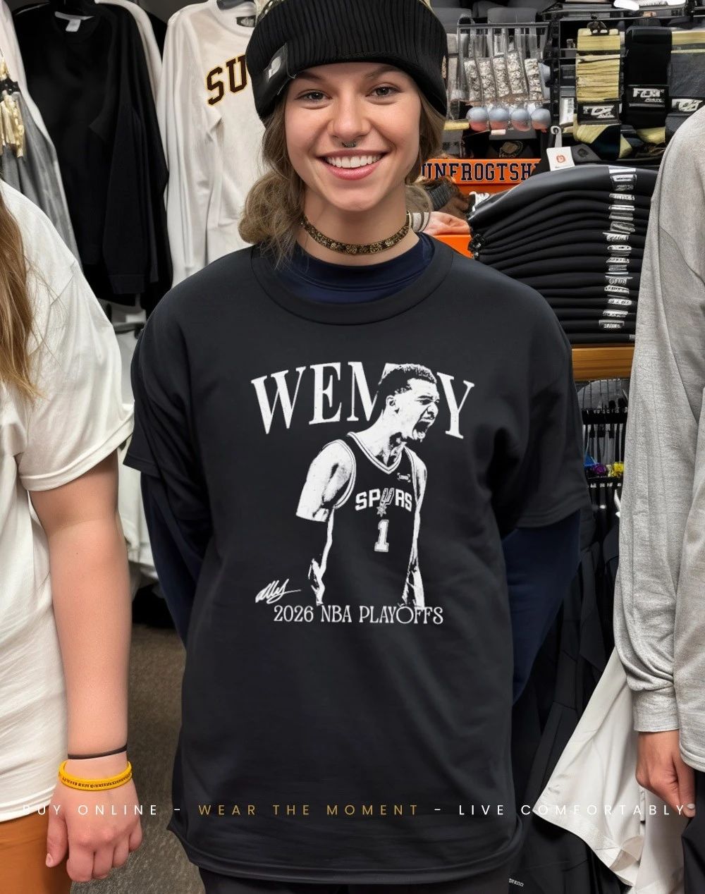Wemby screaming 2026 NBA Playoffs front and back shirt