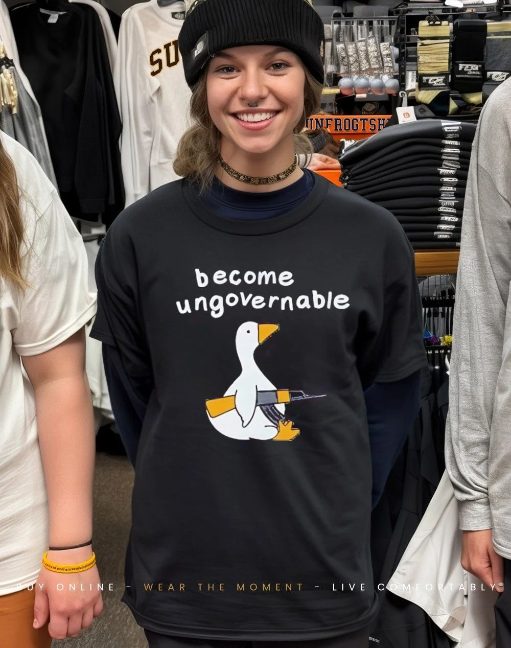 Silly goose holding AK47 become ungovernable shirt