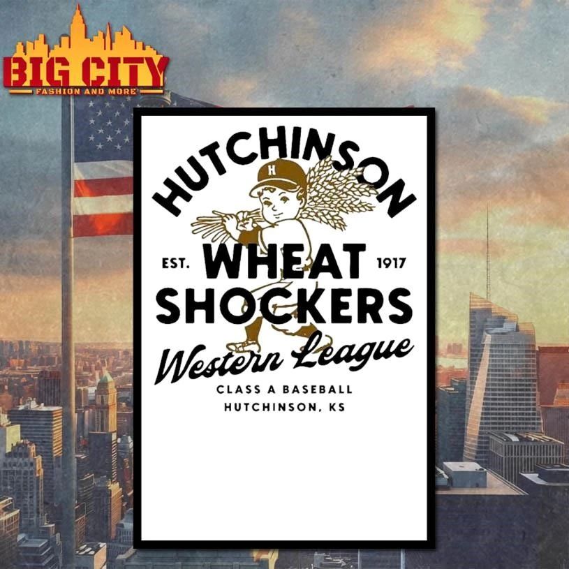 Hutchinson Wheat Shockers Western League Class A Baseball Hutchinson Kansas Est 1917 Shirt