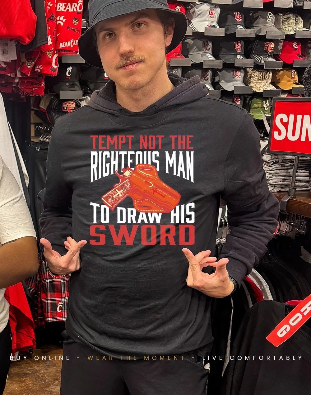 Tempt not the righteous man to draw his sword shirt