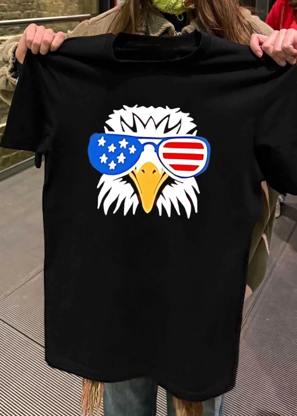 Patriotic Eagle in Flag Sunglasses American Pride Unisex T-Shirt