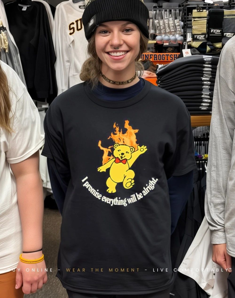 Flaming bear I promise everything will be alright shirt
