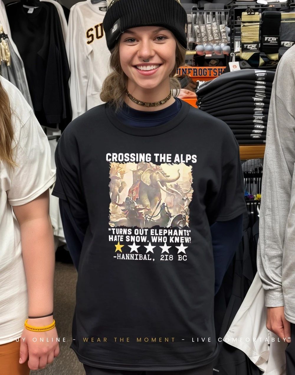 Hannibal Crossing the Alps 1 star rate turns out elephants hate snow who knew shirt